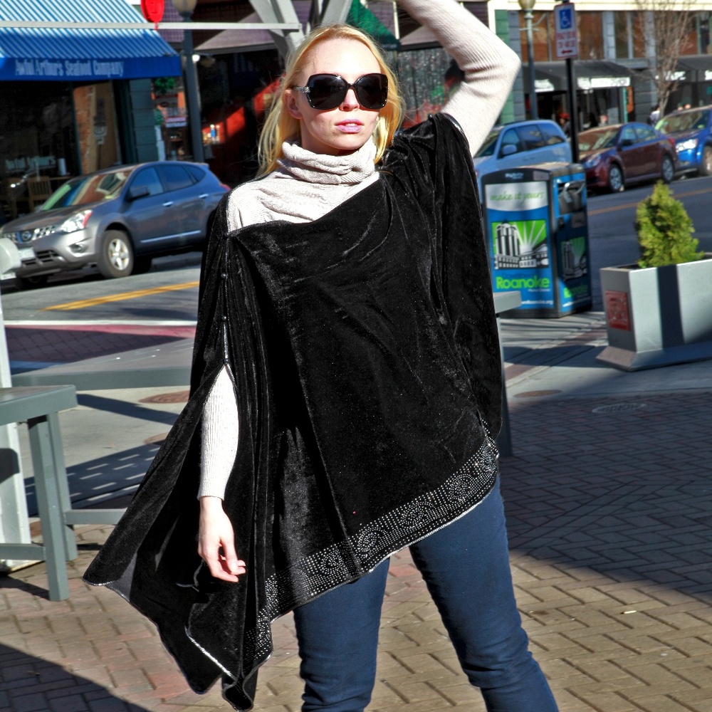 Exclusive, versatile, velvet, shawl, wrap, cover!